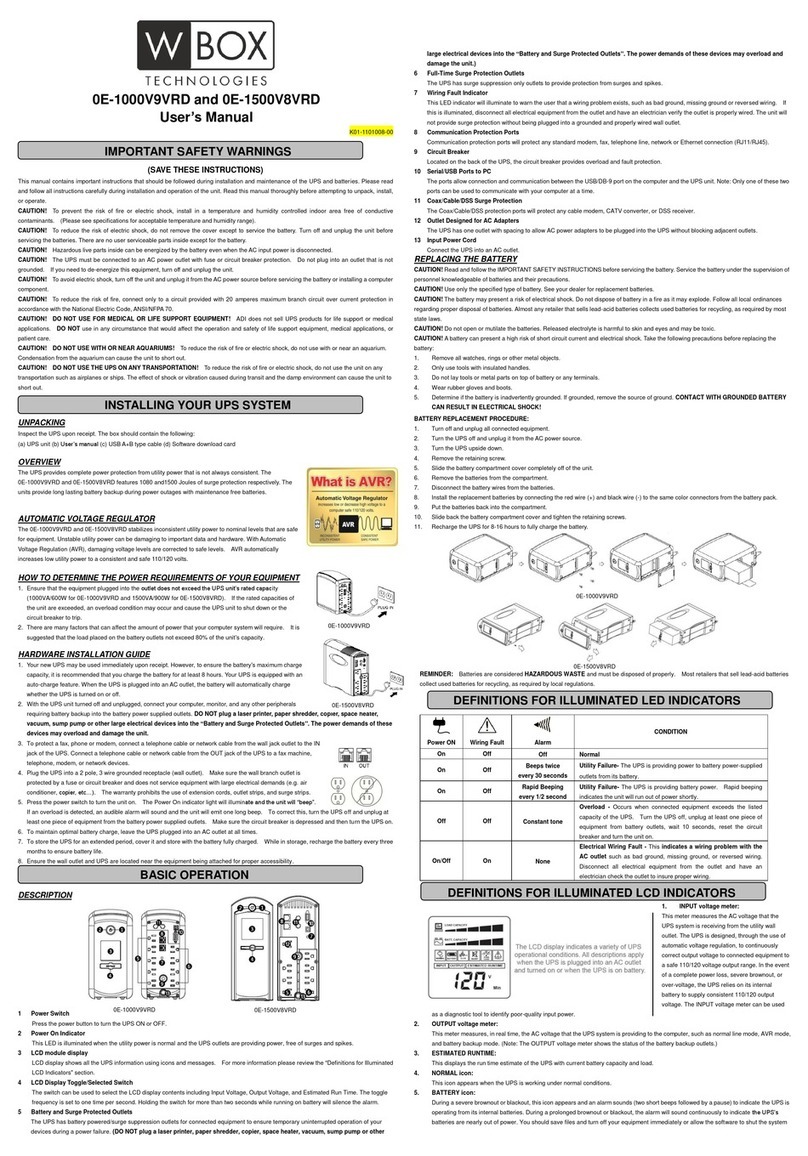 WBOX Technologies 0E-1000V9VRD user manual