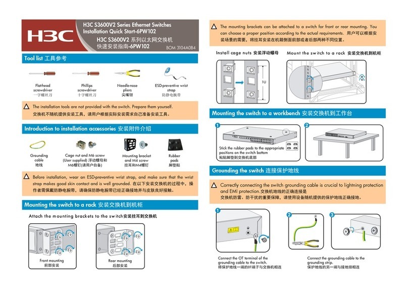 H3C S3600V2 SERIES Installation, quick start H3C S3600V2 SERIES Installation, quick start