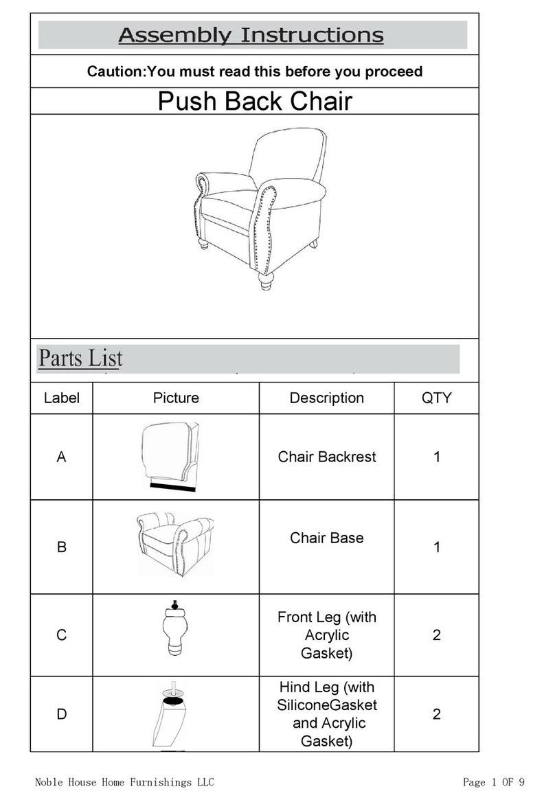 Noble House Home Furnishings Push Back Chair Assembly instructions Noble House Home Furnishings Push Back Chair Assembly instructions