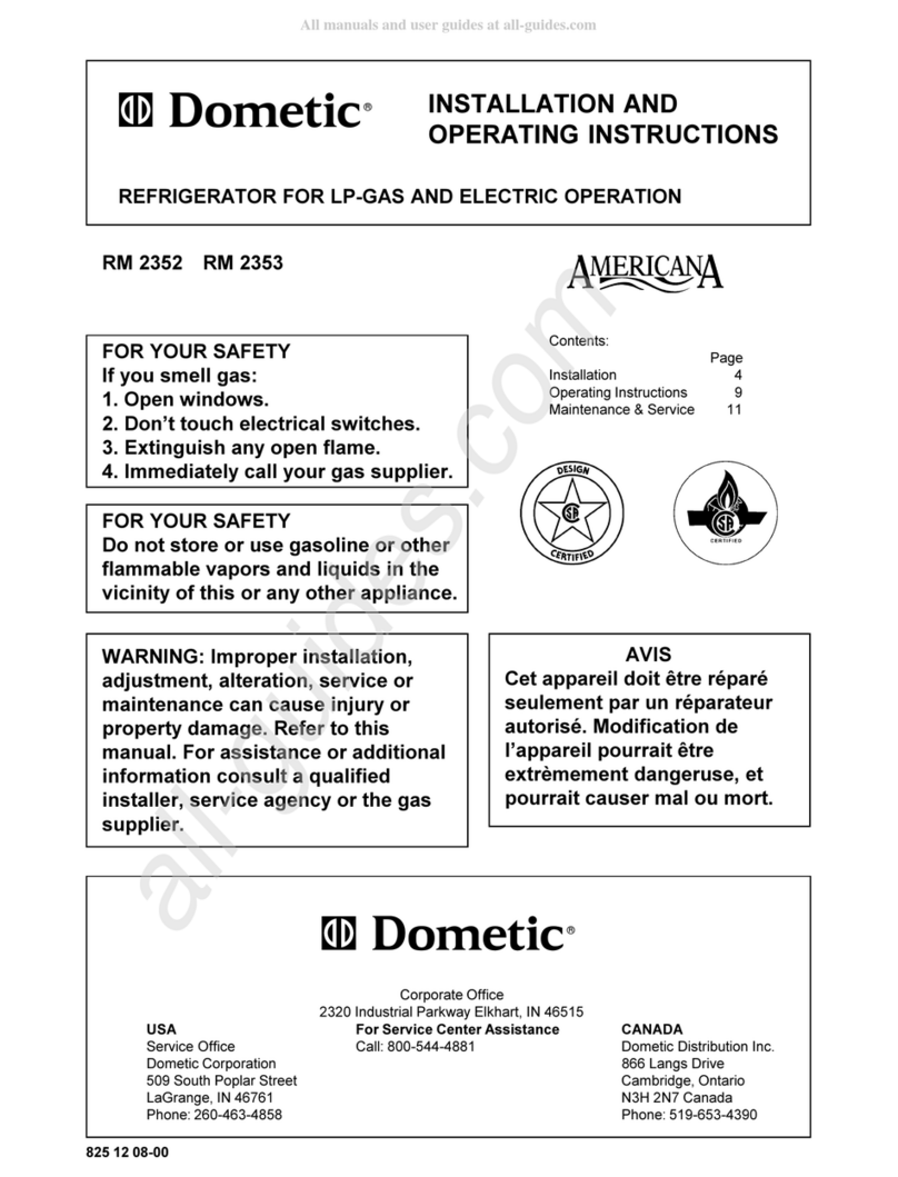 Dometic rm 2352 Installation and operating instructions Dometic rm 2352 Installation and operating instructions