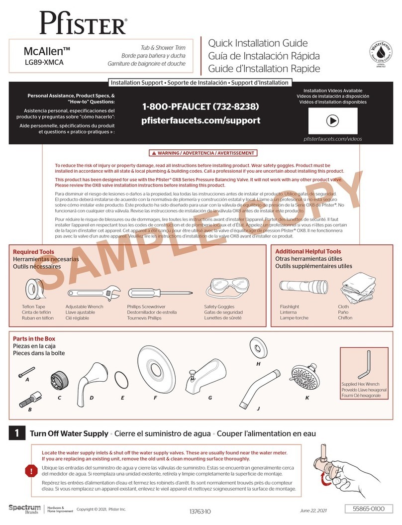 Spectrum Brands Pfister McAllen LG89-XMCA Quick installation guide Spectrum Brands Pfister McAllen LG89-XMCA Quick installation guide