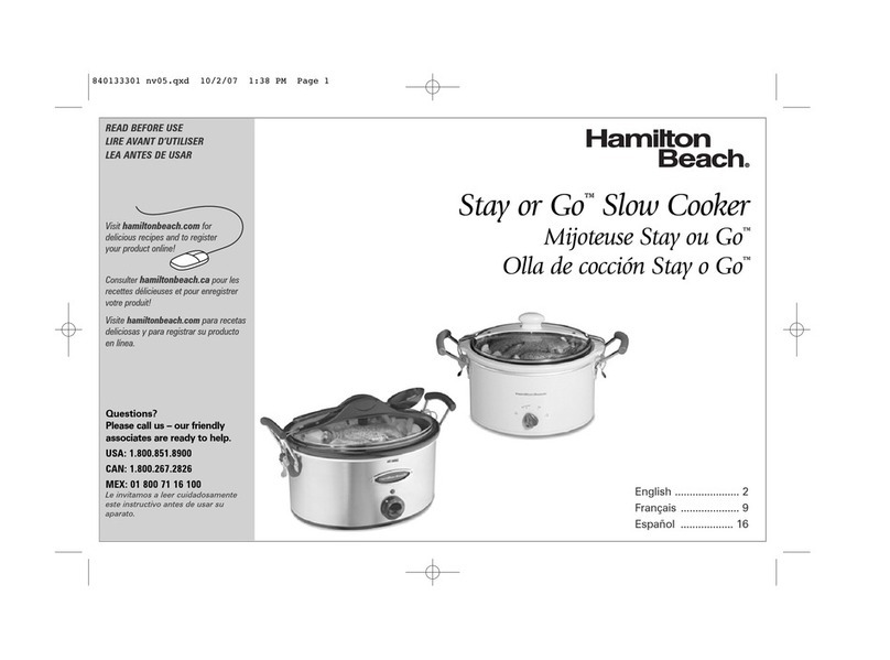 Hamilton Beach Stay or Go 33162C User manual