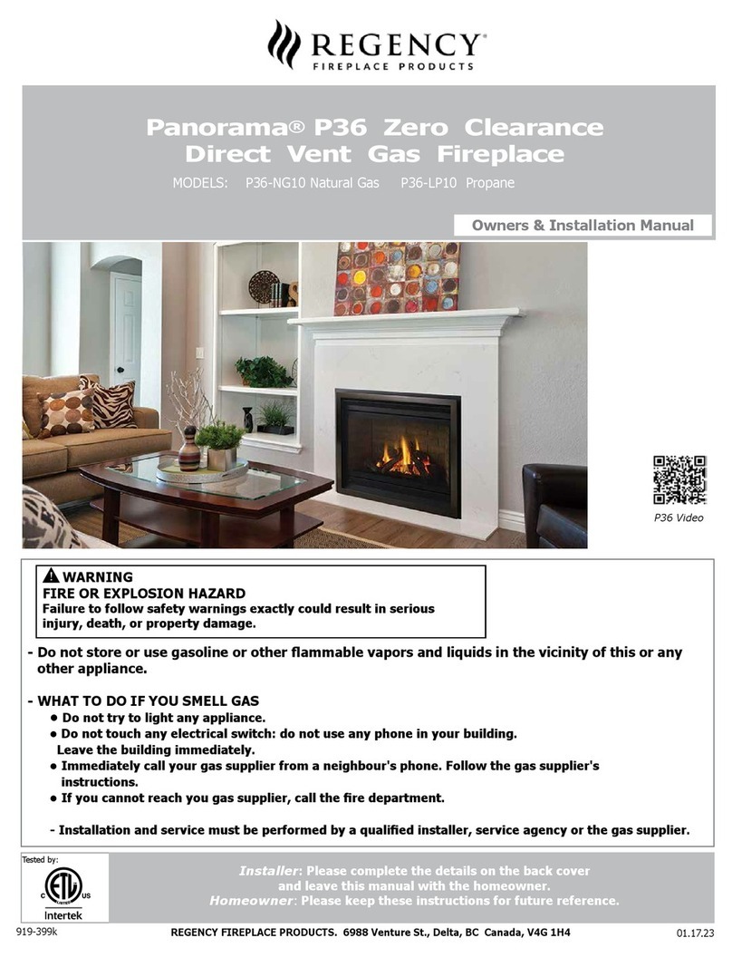 Regency Fireplace Products Panorama P36 Quick start guide Regency Fireplace Products Panorama P36 Quick start guide