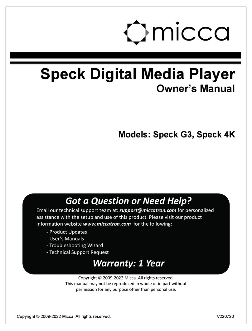 Micca Speck G3 User manual Micca Speck G3 User manual