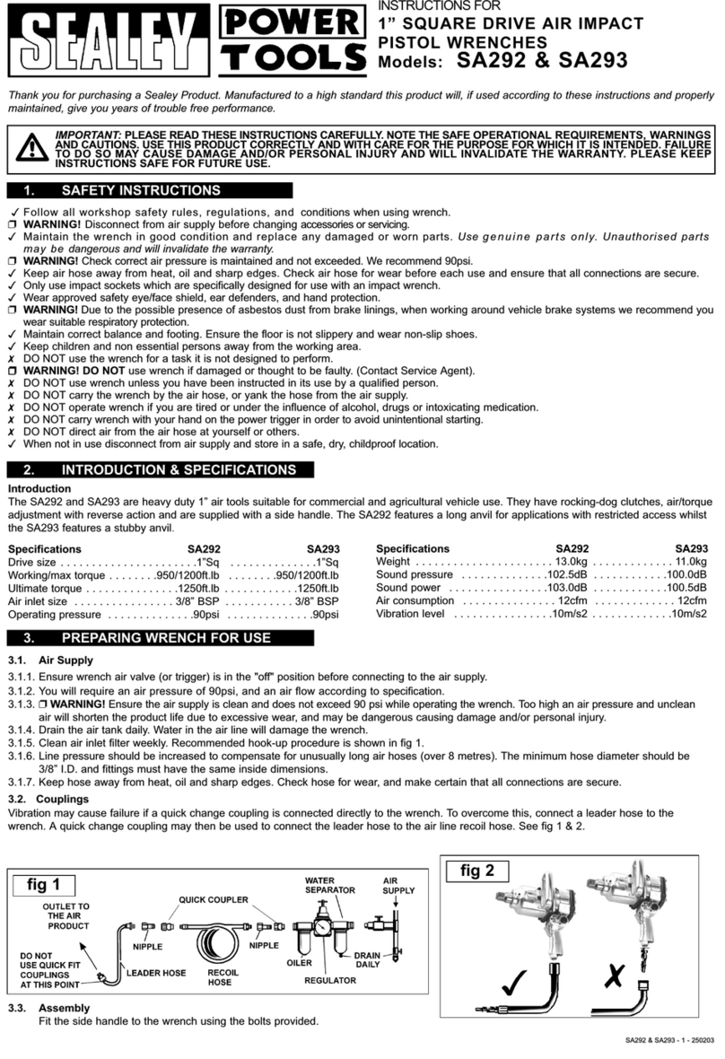 Sealey POWER TOOLS SA292 User manual