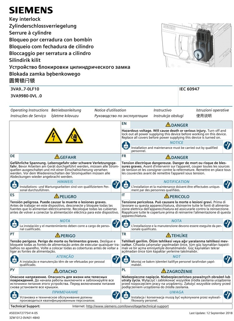 Siemens 3VA9980-0VL 0 Series operating instructions
