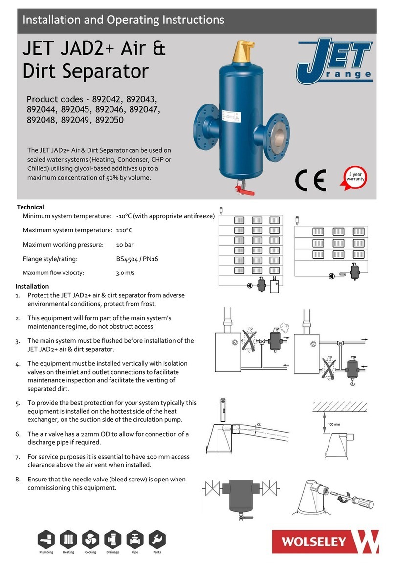 WOLSELEY JET JAD2+ Installation and operating instructions