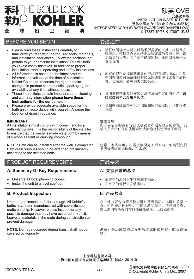 Kohler OVE K-1788T-1P/58 User manual