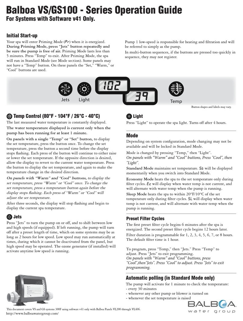 Balboa Water Group VS100 Series Operation guide