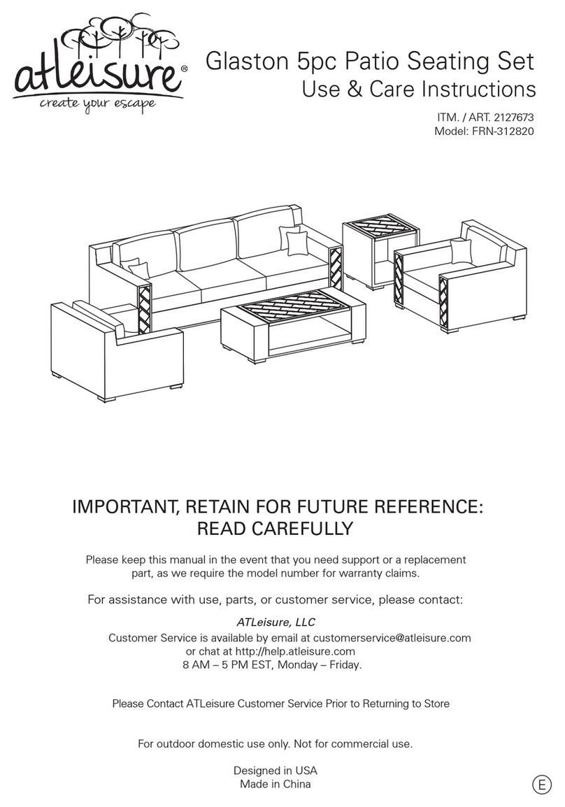 Atleisure Glaston FRN-312820 Use & care instructions Atleisure Glaston FRN-312820 Use & care instructions