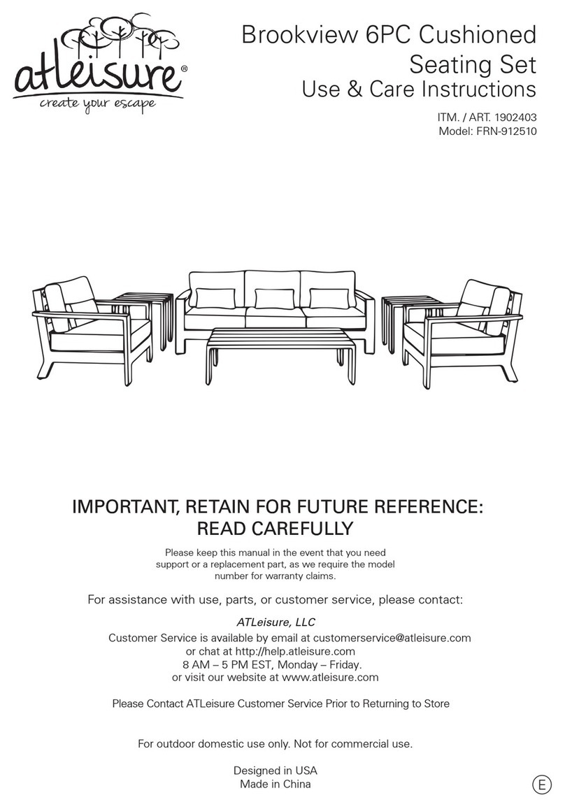 Atleisure Brookview FRN-912510 Use & care instructions