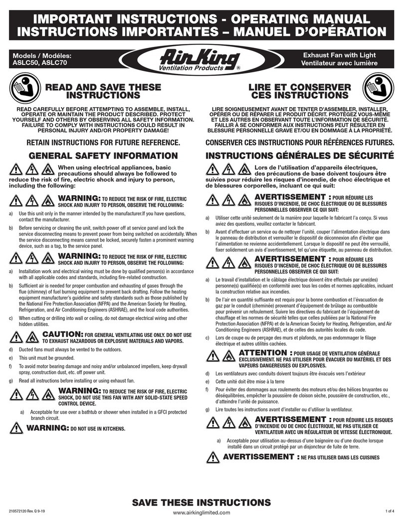 Air King ASLC50 operating manual