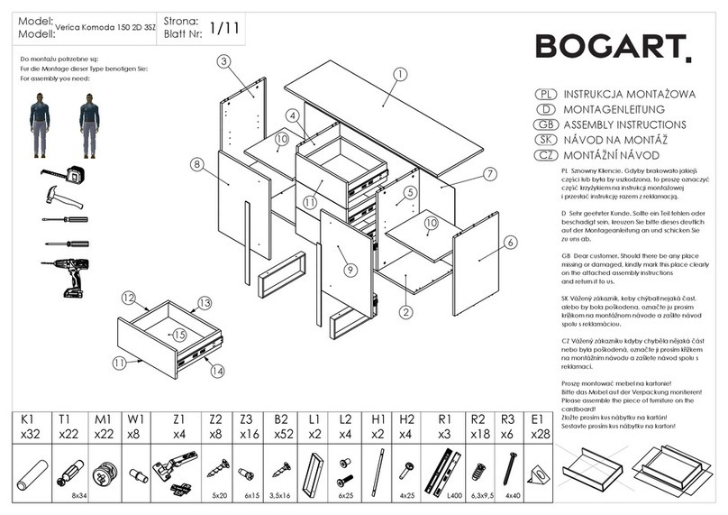 BOGART. Verica Komoda 150 2D 3SZ Assembly instructions