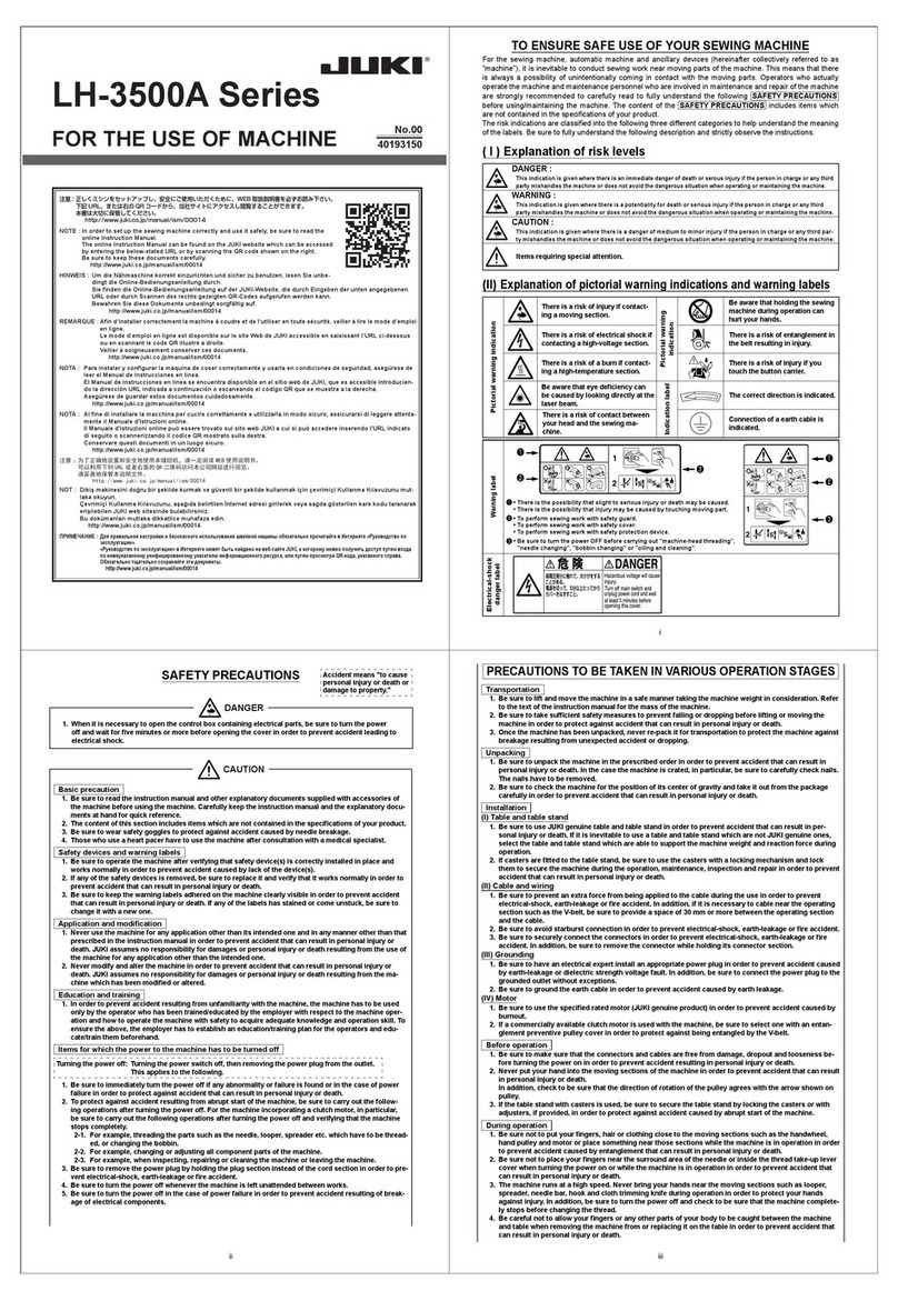 JUKI LH-3500A series quick start guide