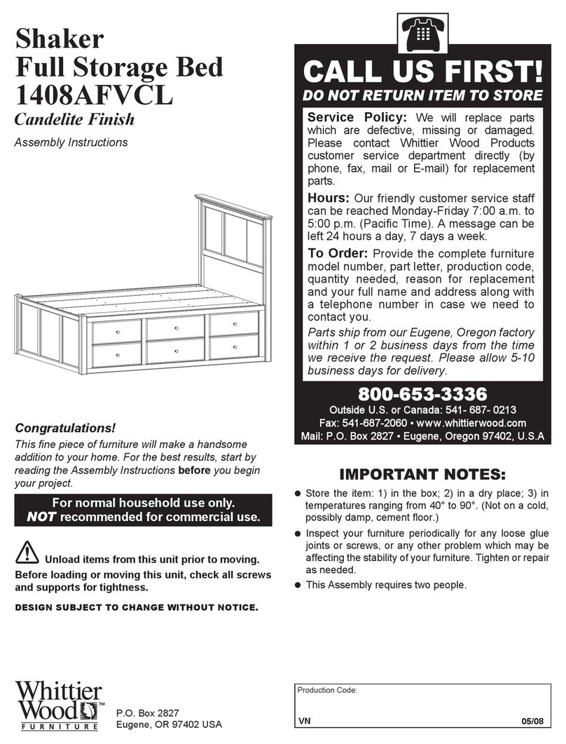 Whittier Wood Furniture Shaker 1408AFVCL Assembly instructions Whittier Wood Furniture Shaker 1408AFVCL Assembly instructions