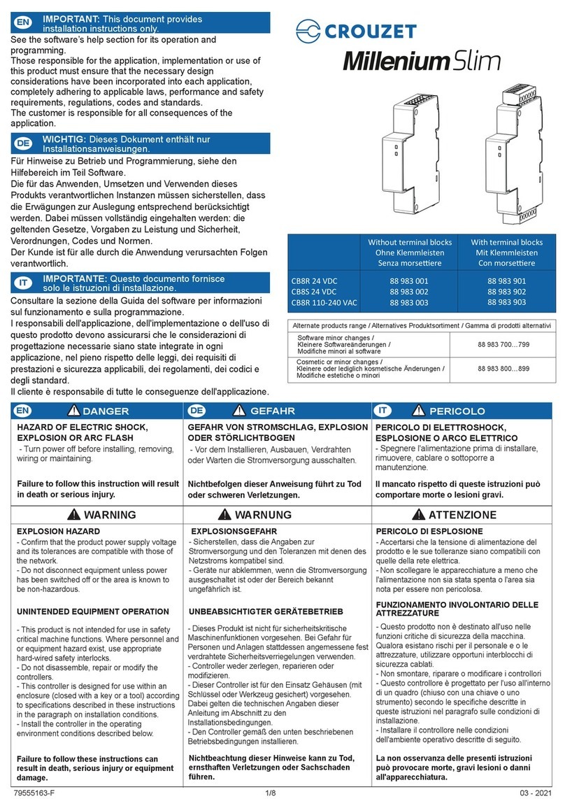 Crouzet Millenium Slim 88 983 001 quick start guide