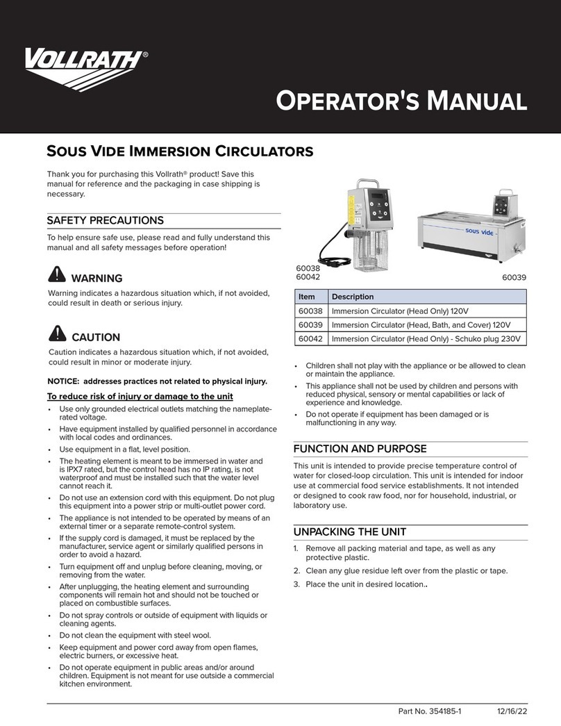 Vollrath Sous Vide 60038 Operator's manual