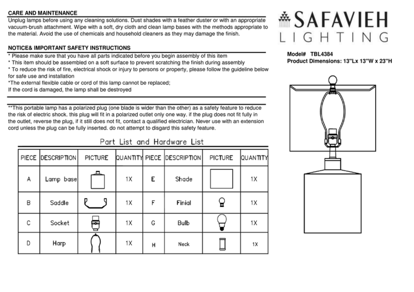 Safavieh Lighting TBL4384 quick start guide