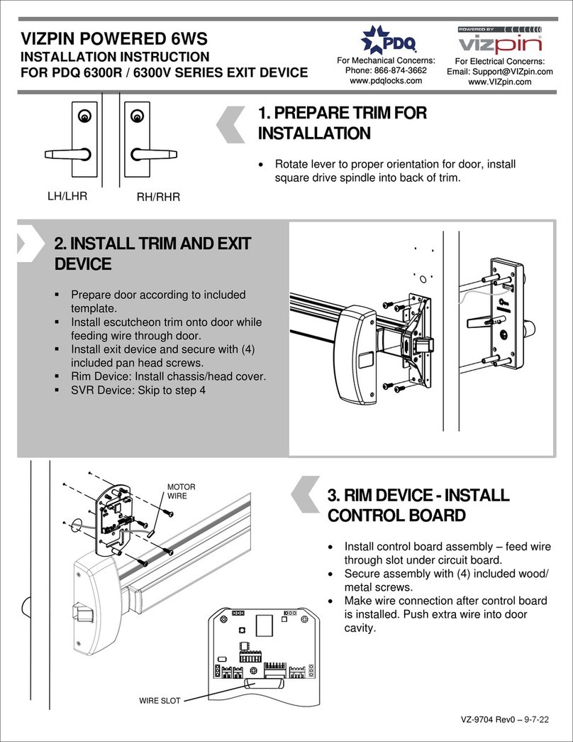 VIZpin PDQ 6300R Series installation instructions