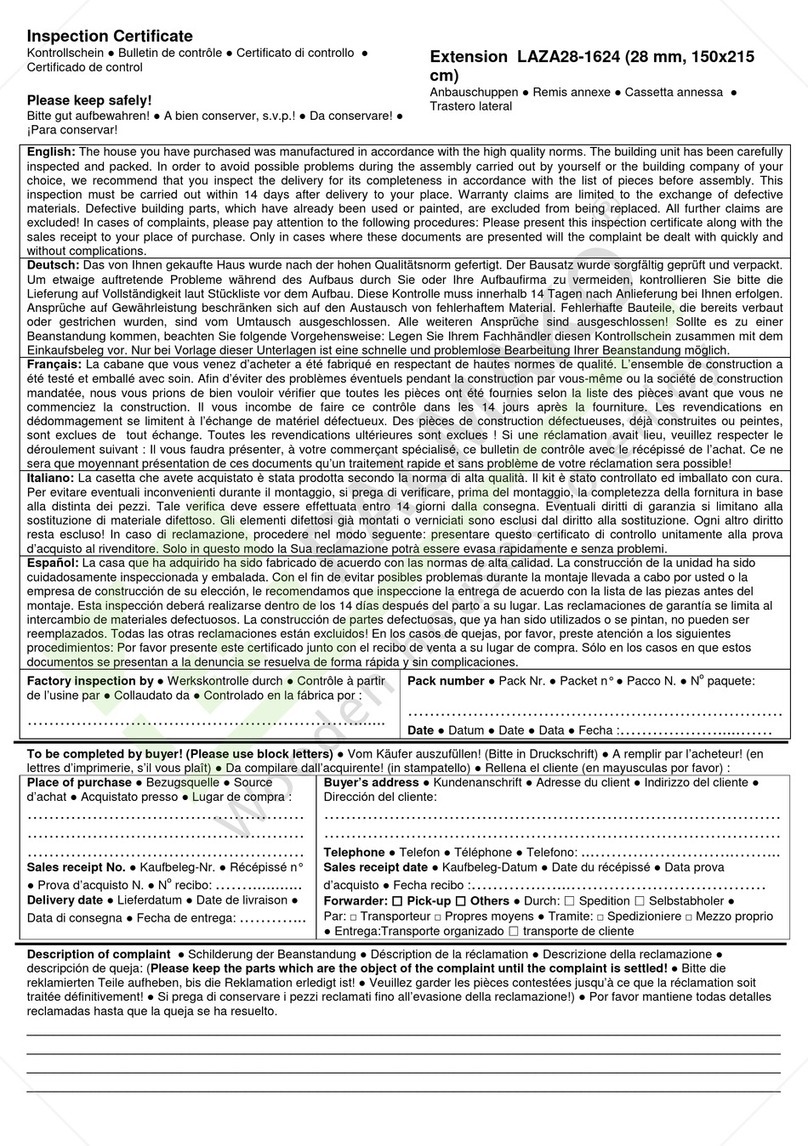 Palmako Extension LAZA28-1624 installation manual Palmako Extension LAZA28-1624 installation manual