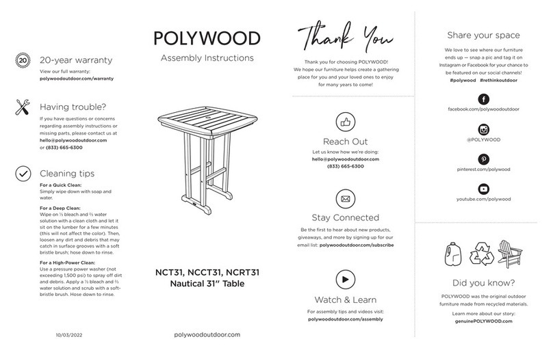 Polywood Nautical NCT31 User manual Polywood Nautical NCT31 User manual