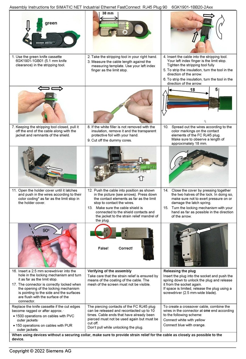 Siemens SIMATIC NET FastConnect RJ45 Plug 90 User manual