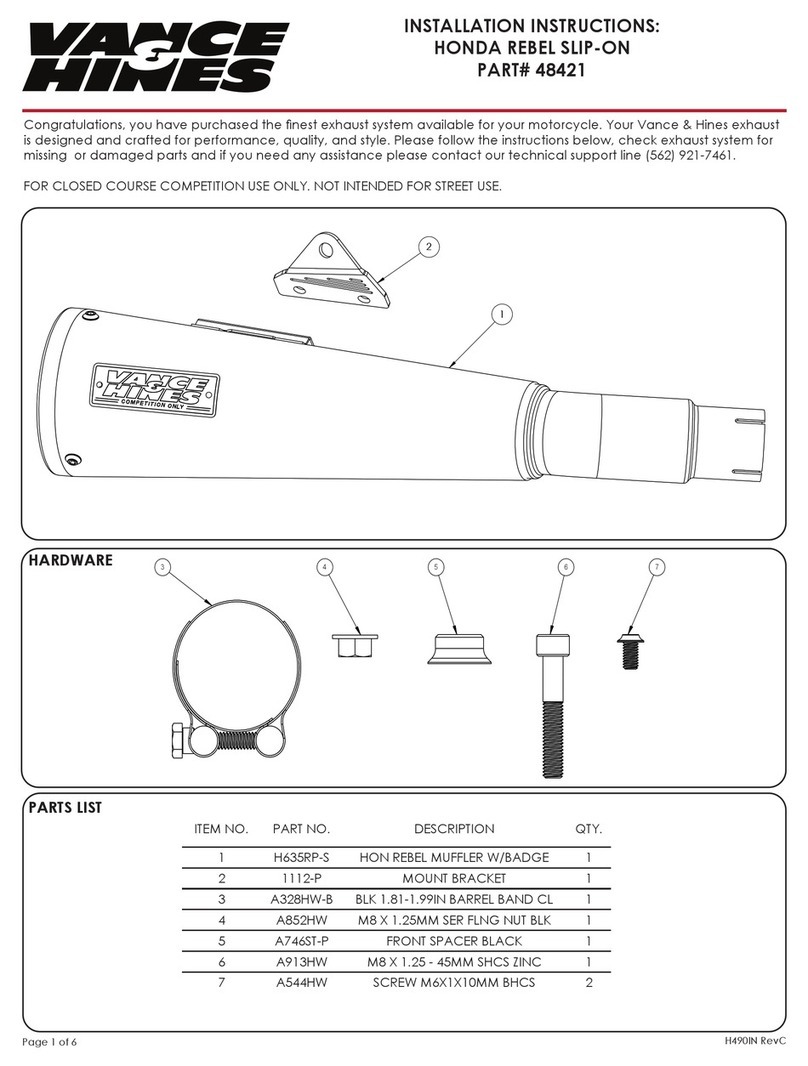 Vance and hines 48421 installation instructions