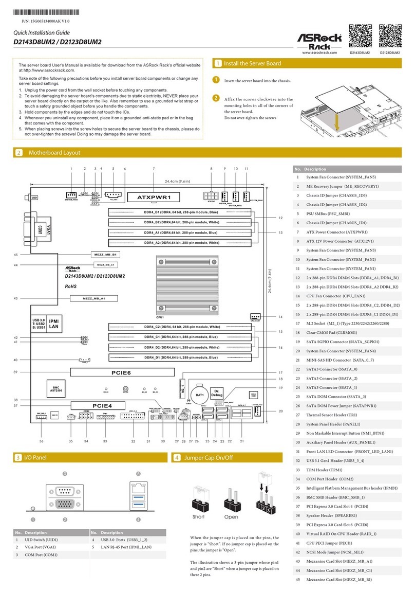ASROCK Rack D2143D8UM2 Quick installation guide