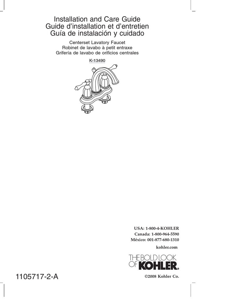 Kohler K-13490 Installation and care guide Kohler K-13490 Installation and care guide