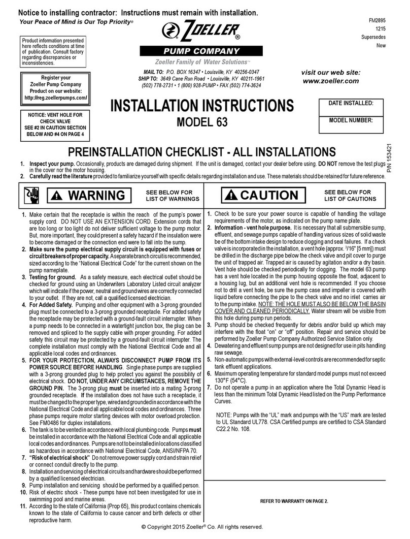 Zoeller 63 installation instructions Zoeller 63 installation instructions