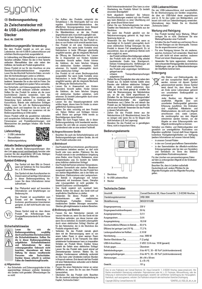Sygonix 2249700 operating instructions Sygonix 2249700 operating instructions