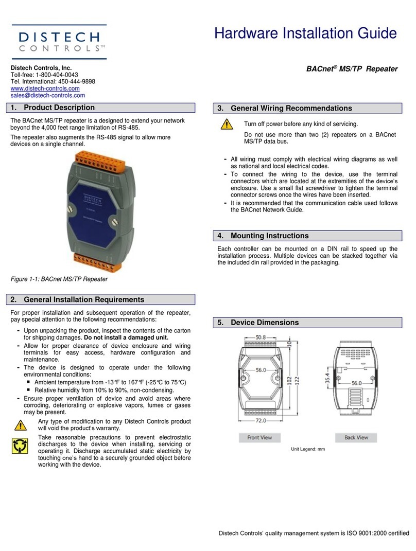 Distech Controls BACnet MS/TP Hardware installation guide