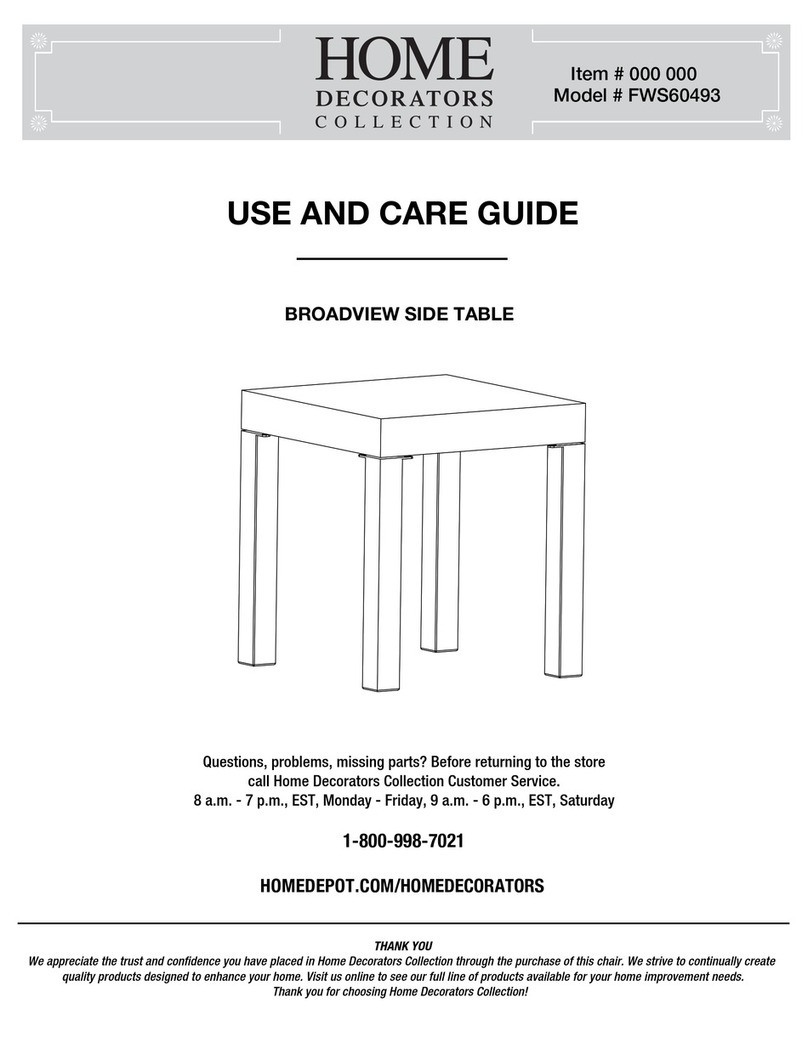 Home Decorators Collection BROADVIEW FWS60493 Use and care guide