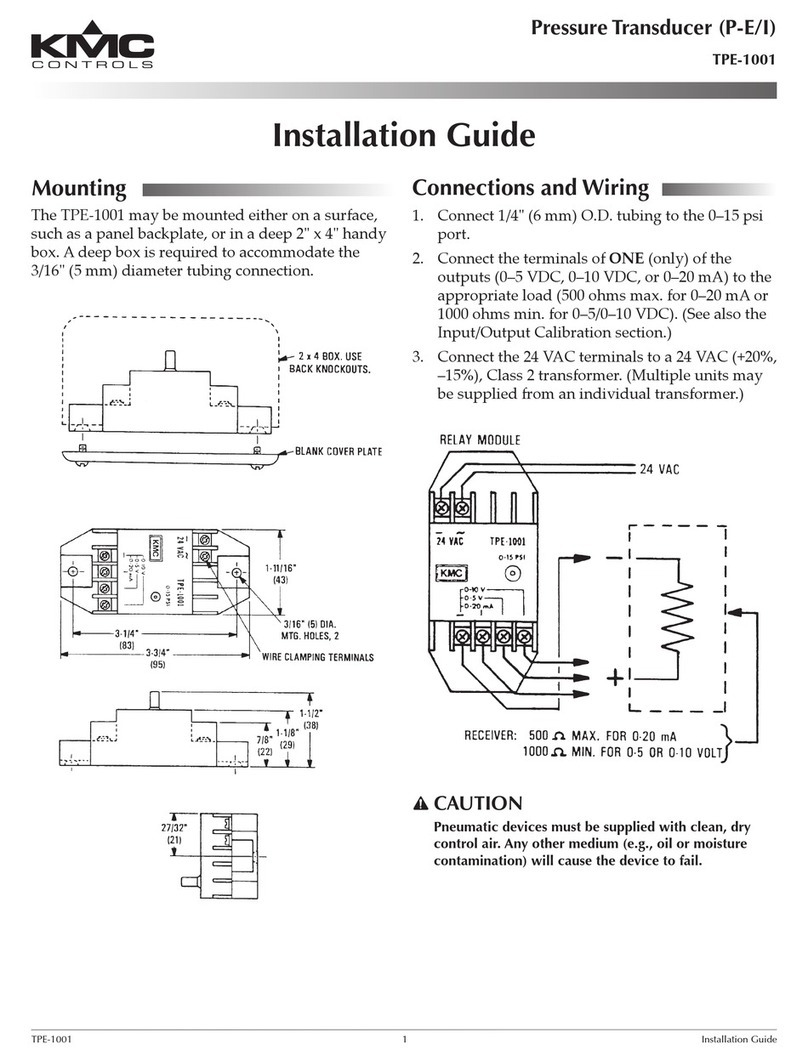 KMC Controls TPE-1001 installation guide