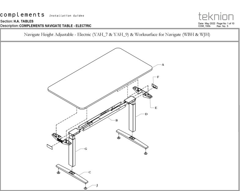 Teknion COMPLEMENTS NAVIGATE TABLE - ELECTRIC Operating and maintenance instructions