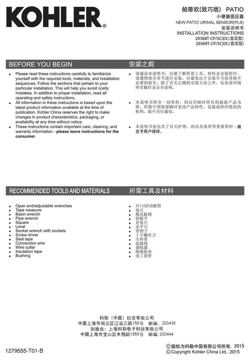 Kohler PATIO 20368T-CP/SC User manual