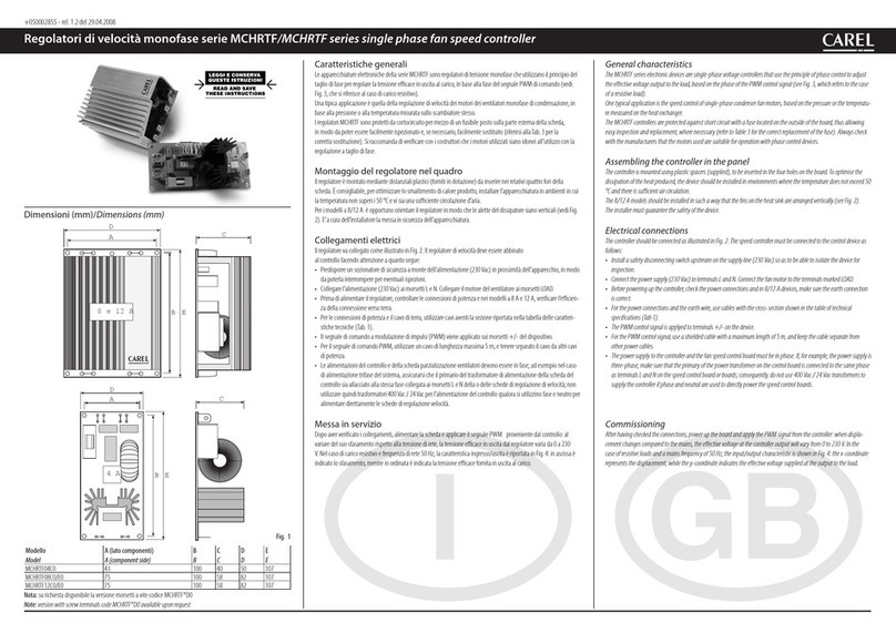 Carel MCHRTF Series quick start guide