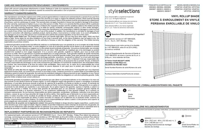 LF Style selections VR3672W quick start guide