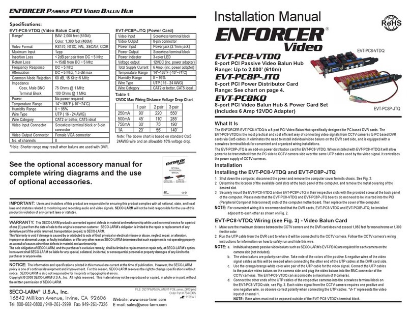 SECO-LARM ENFORCER EVT-PC8-VTDQ installation manual
