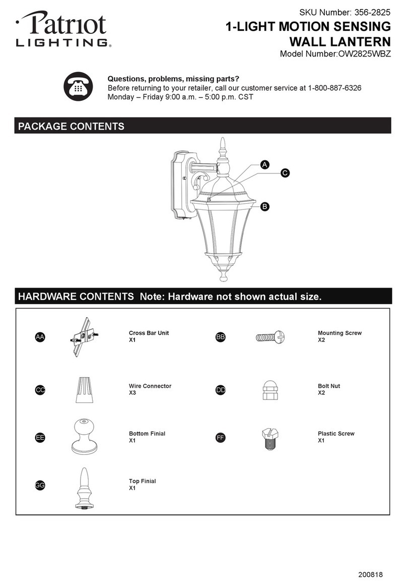 Patriot Lighting OW2825WBZ manual