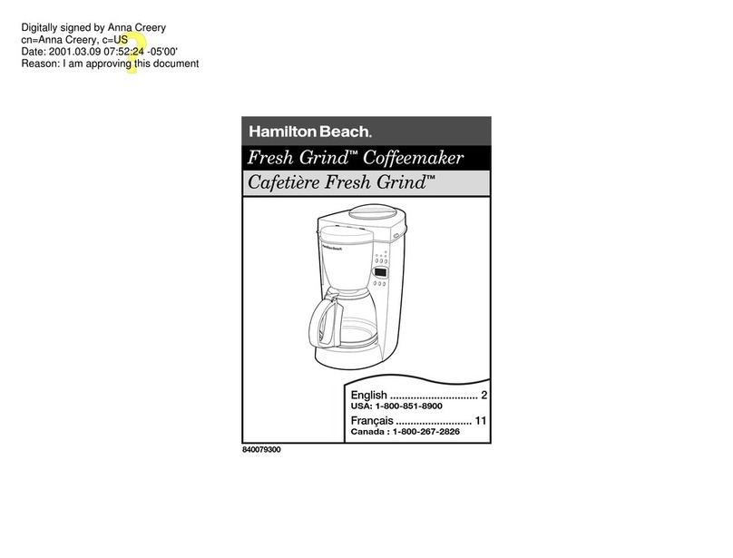 Hamilton Beach Fresh Grind User manual