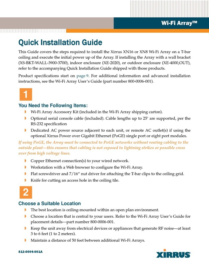 Xirrus Wi-Fi Array XN16 Quick installation guide