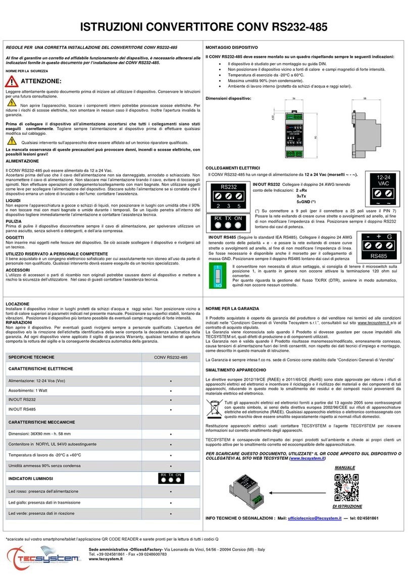 TECSYSTEM CONV RS232-485 User manual