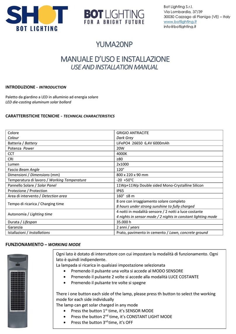 BOT LIGHTING Shot YMA20NP Use and installation  manual