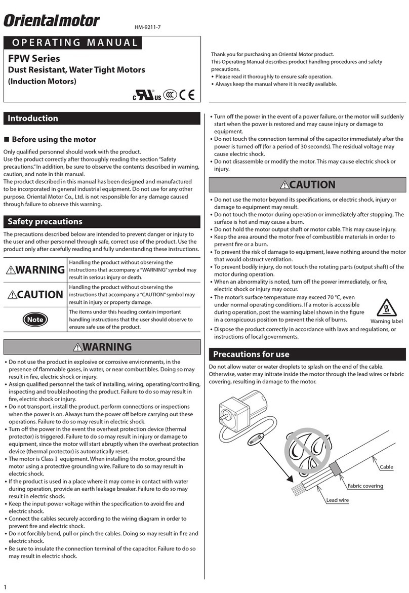 Oriental motor FPW Series User manual