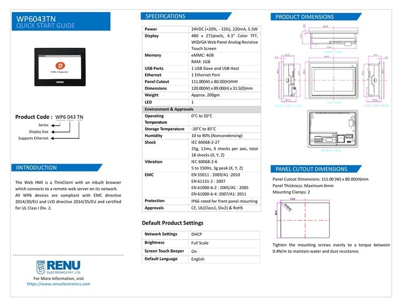 Renu Electronics WP6043TN quick start guide