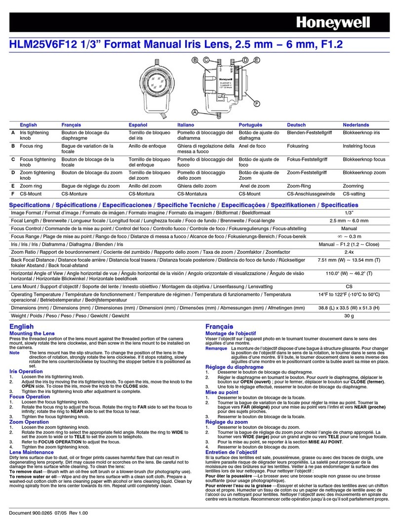 Honeywell HLM25V6F12 User manual