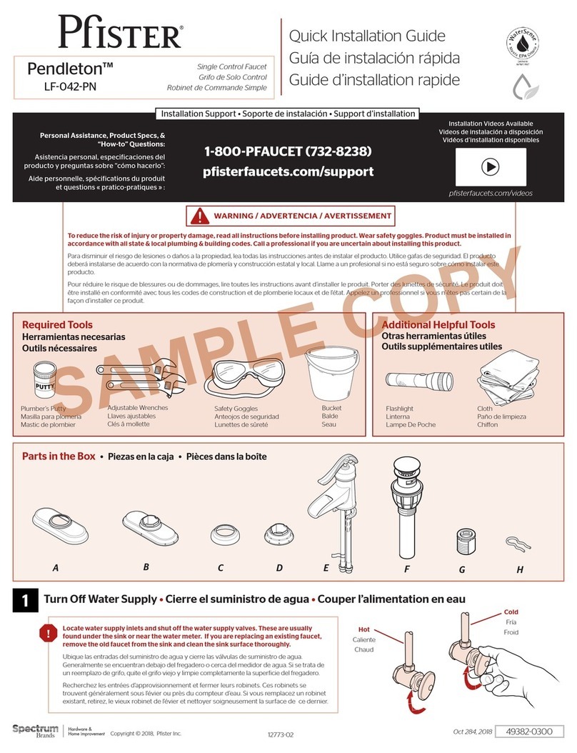 Spectrum Brands Pfister Pendleton LF-042-PN Quick installation guide Spectrum Brands Pfister Pendleton LF-042-PN Quick installation guide