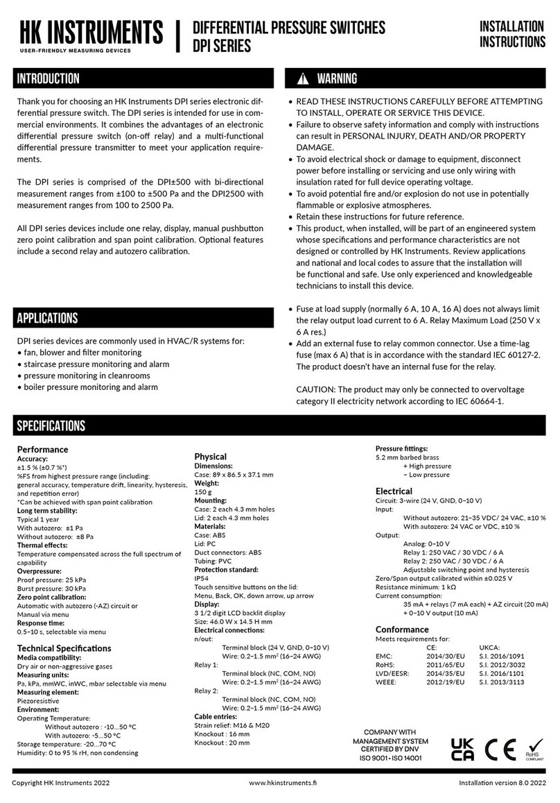HK Instruments DPI Series installation instructions