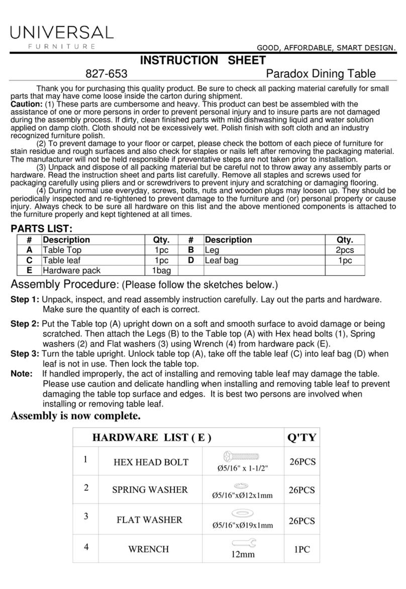 Universal Paradox 827-653 instruction sheet